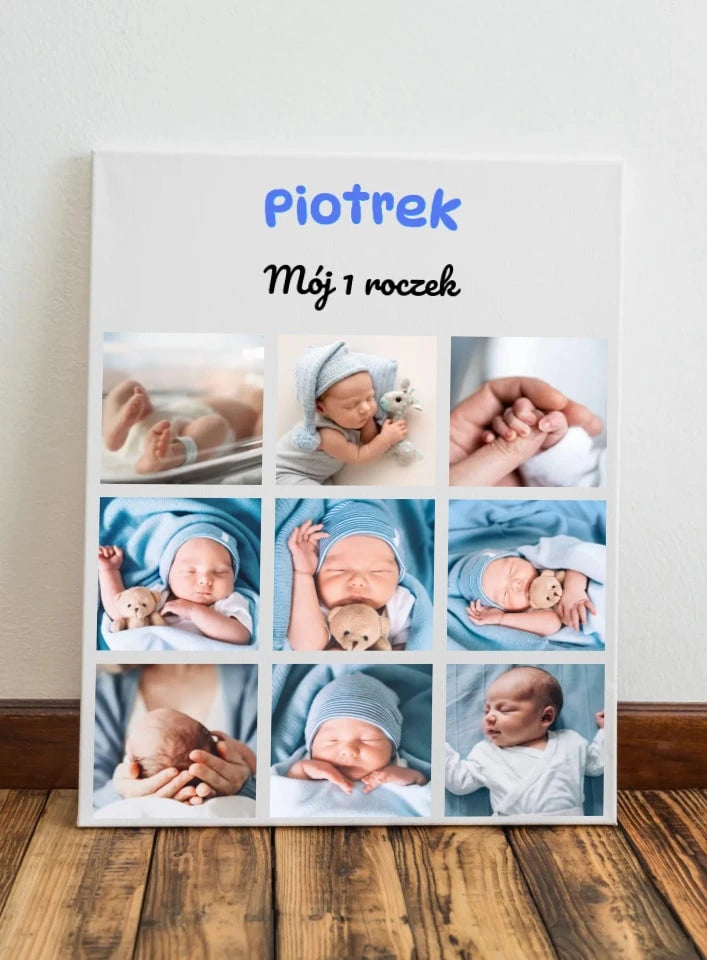 Obraz na płótnie ze zdjęciami dziecięcy Kolaż Mój 1 roczek