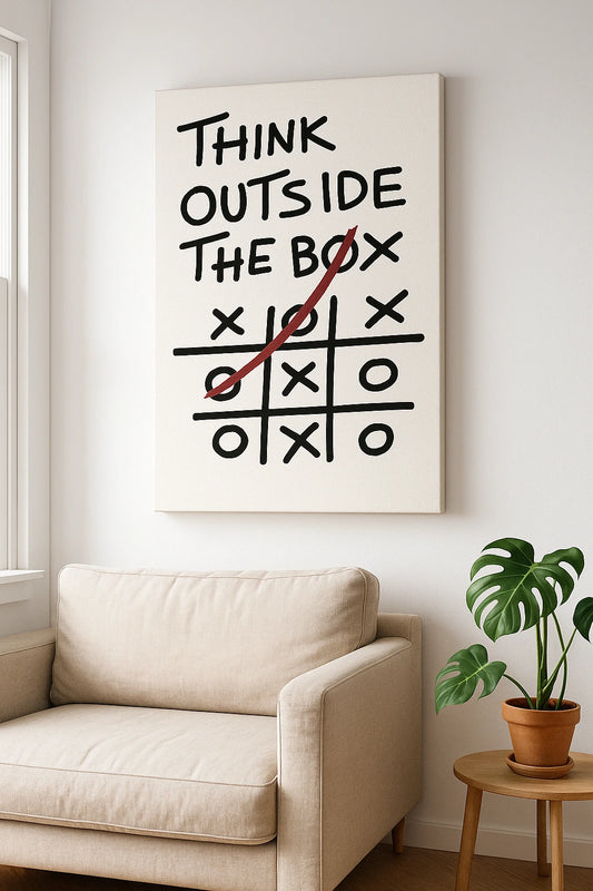 Plakat motywacyjny Think Outside of the Box bez ramy / w ramie / obraz na płótnie