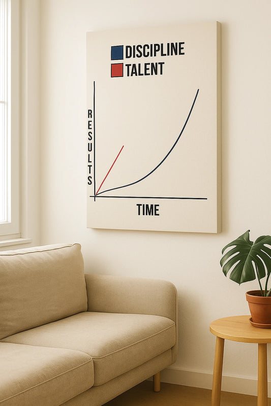 Plakat motywacyjny "DISCIPLINE - TALENT" do wyboru: rama / płótno