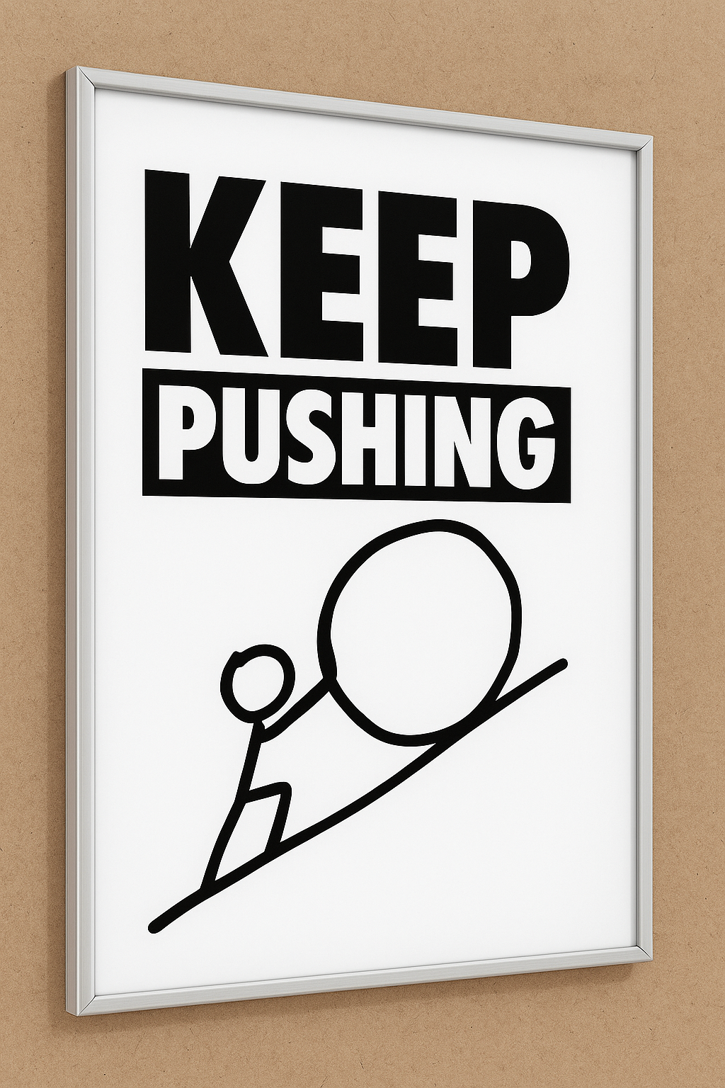 Plakat motywacyjny "KEEP PUSHING" do wyboru: rama / płótno