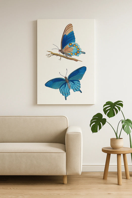Obraz na płótnie lub w ramie - Niebieskie Motyle
