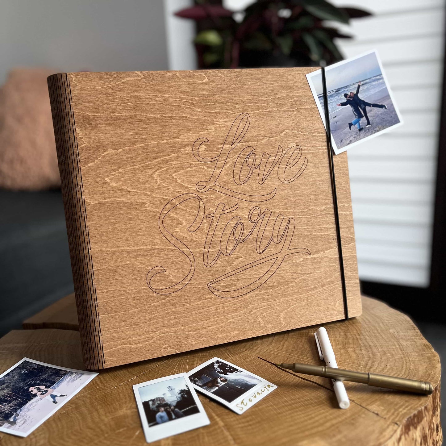 Holz Fotoalbum "Liebesgeschichte"