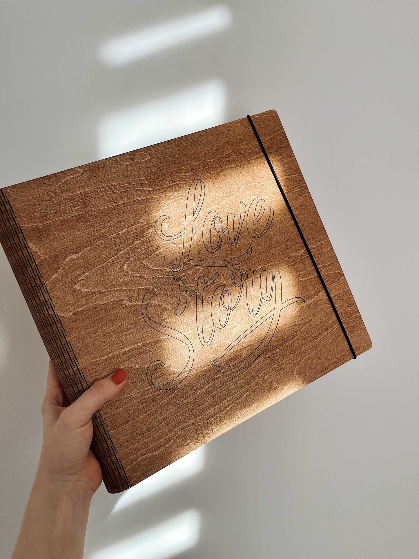 Holz Fotoalbum "Liebesgeschichte"