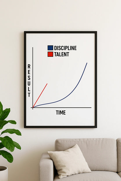 Plakat motywacyjny "DISCIPLINE - TALENT" do wyboru: rama / płótno