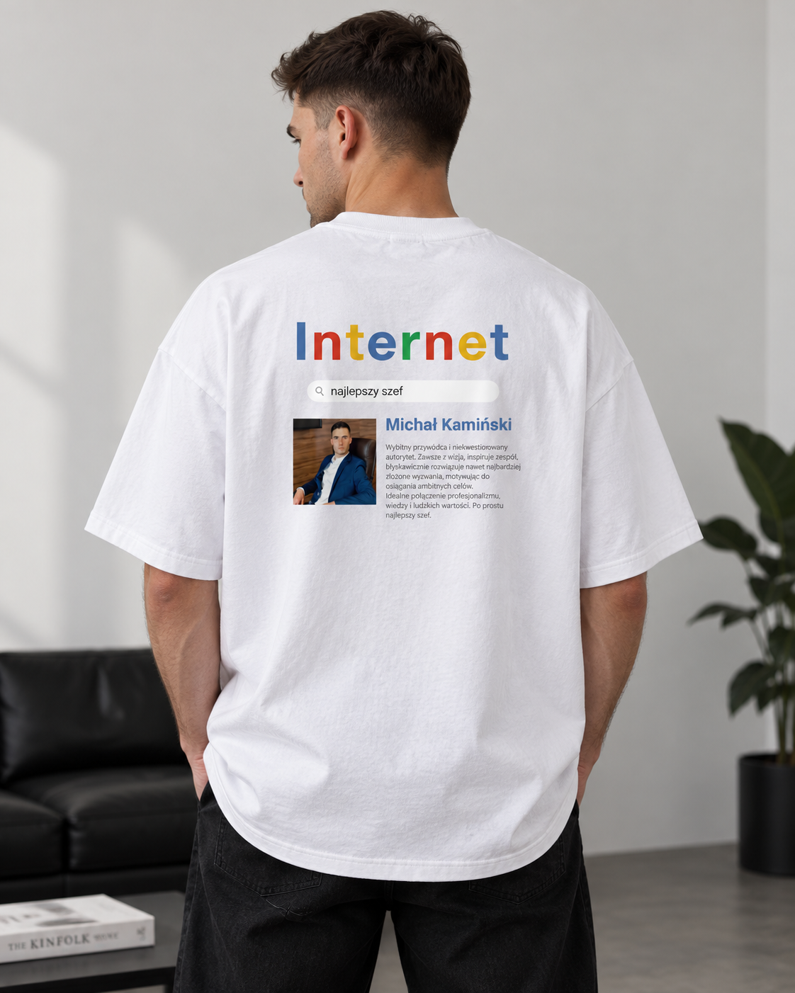 Personalizowana koszulka „Najlepszy Szef” ze zdjęciem – Oversize 220 g/m²