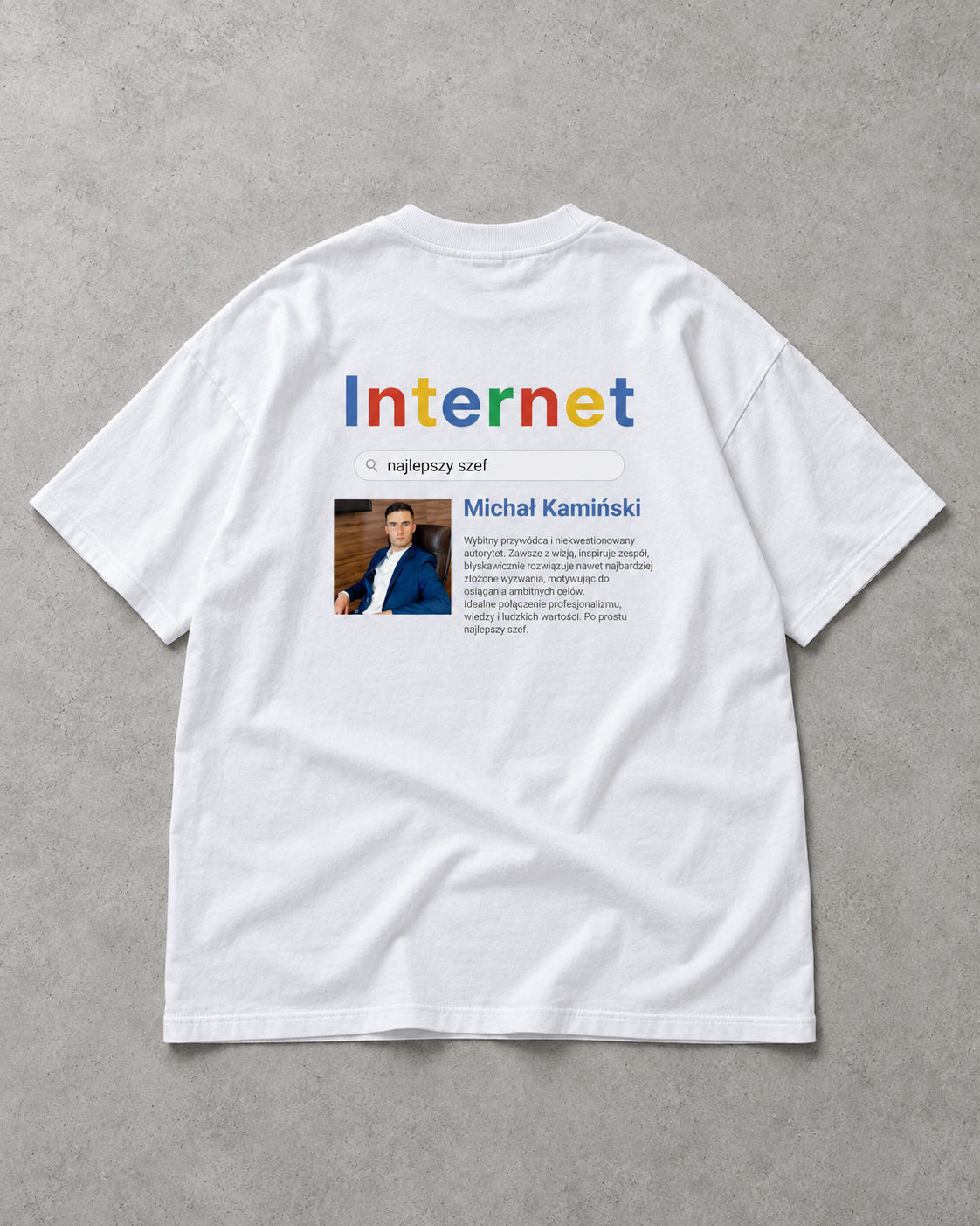 Personalizowana koszulka „Najlepszy Szef” ze zdjęciem – Oversize 220 g/m²