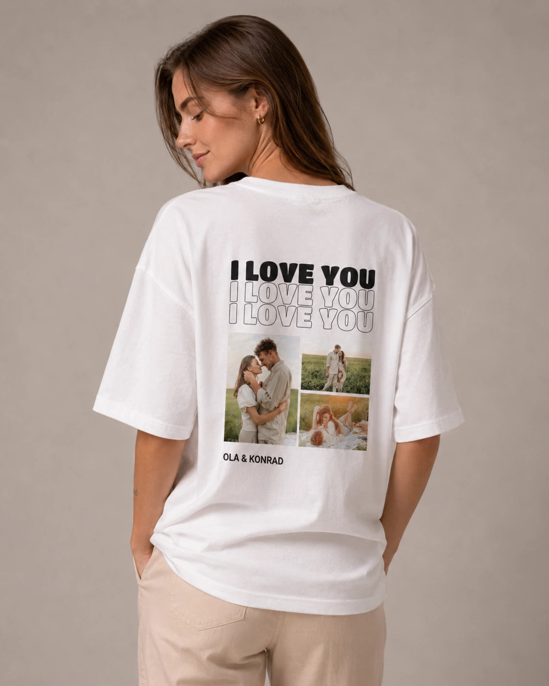 Koszulka personalizowana oversize I LOVE YOU