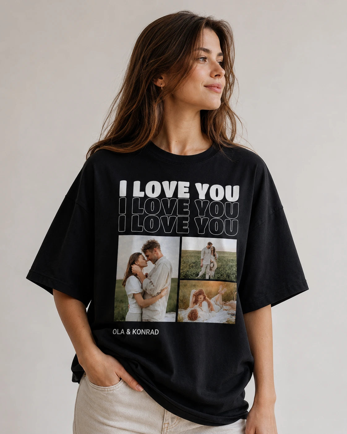Koszulka personalizowana oversize I LOVE YOU