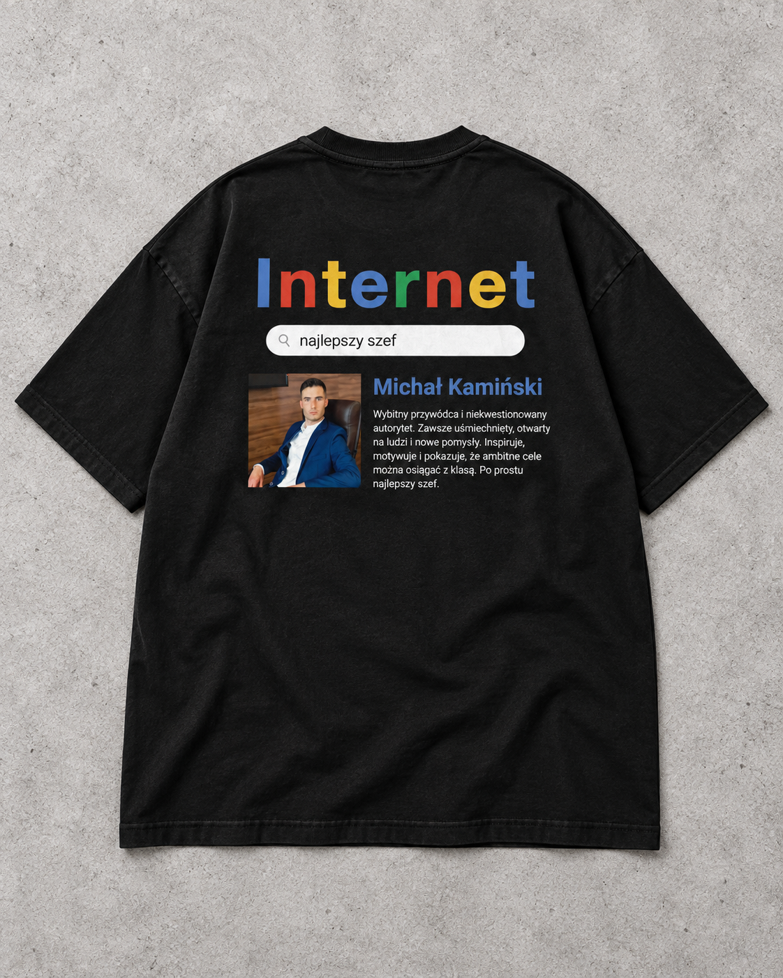 Personalizowana koszulka „Najlepszy Szef” ze zdjęciem – Oversize 220 g/m²