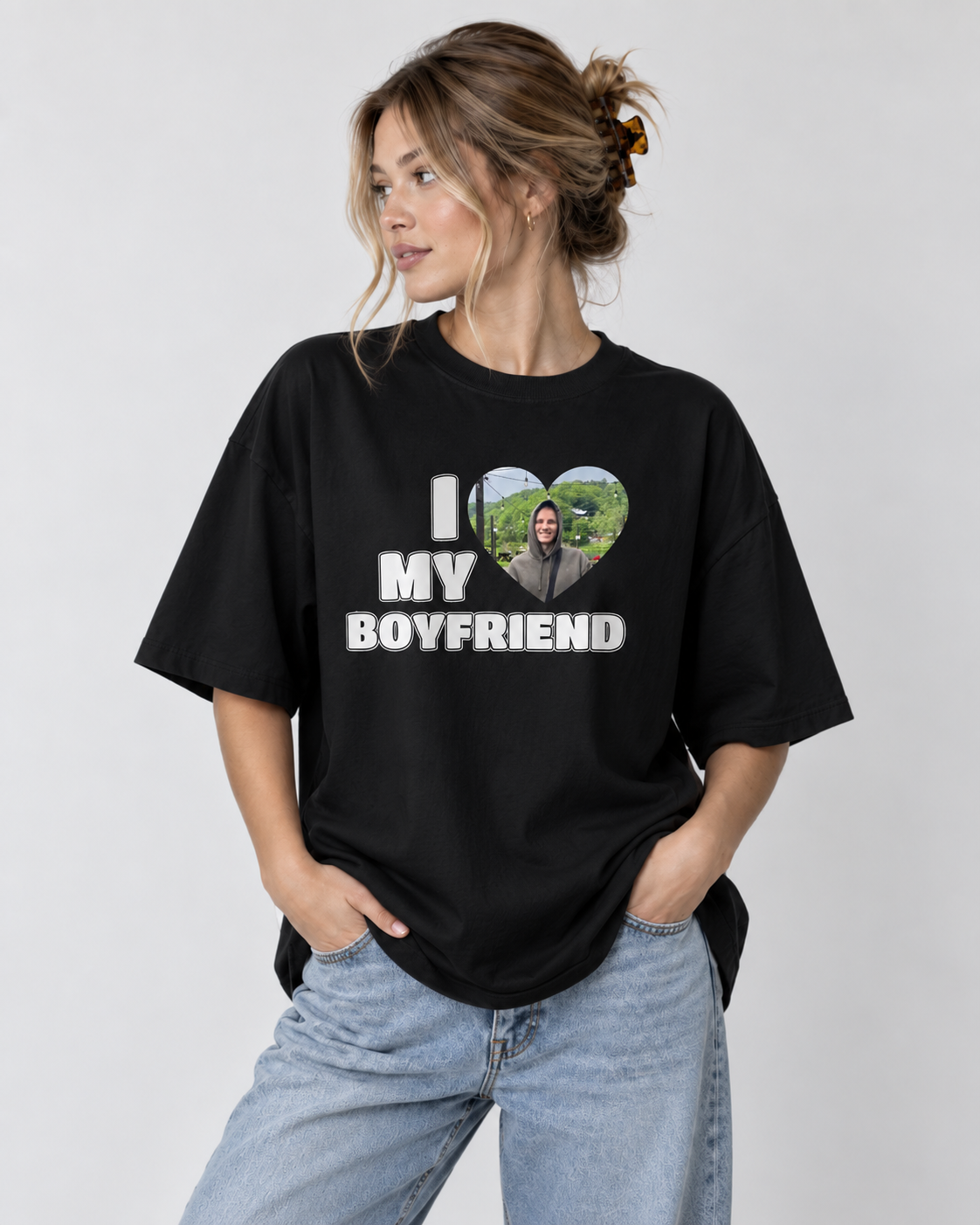 Koszulka personalizowana oversize I love my boyfriend