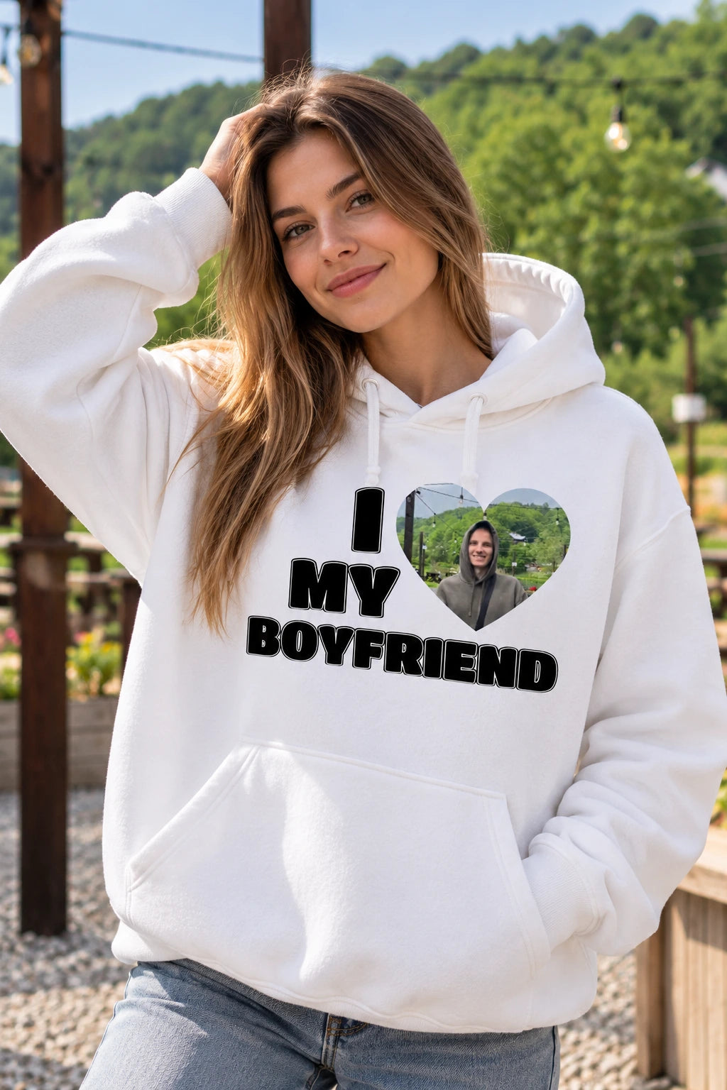 Personalizowana Bluza I Love My Boyfriend z Własnym Zdjęciem – Personalizowana Bluza dla Par
