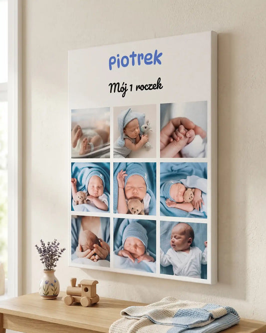 Obraz na płótnie ze zdjęciami dziecięcy Kolaż Mój 1 roczek