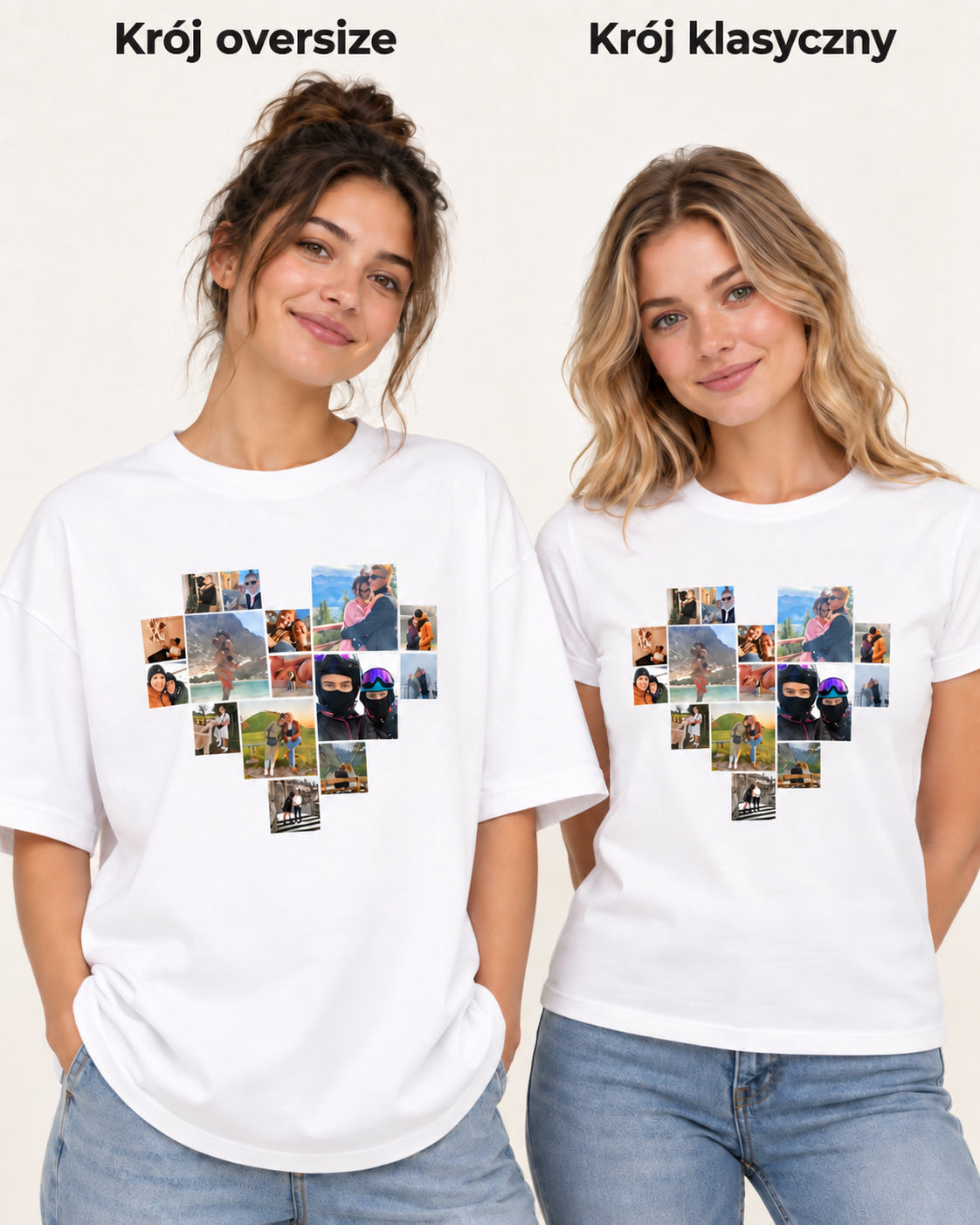 Koszulka personalizowana kolaż serce
