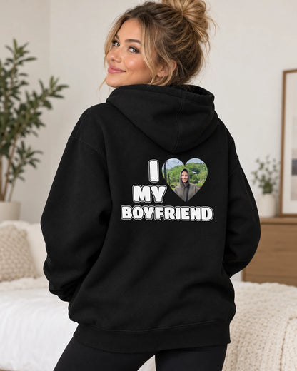 Personalizowana Bluza I Love My Boyfriend z Własnym Zdjęciem – Personalizowana Bluza dla Par